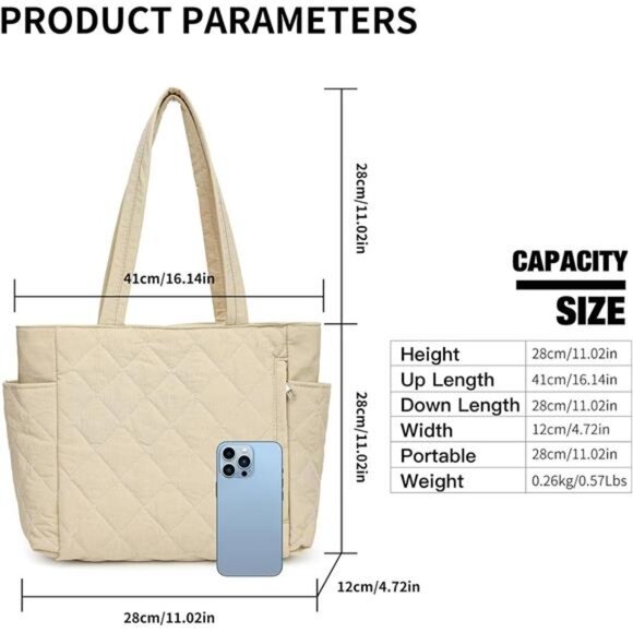 " NEW Women's Quilted Fluffy Handbag - Lightweight, Travel/Work Shoulder Bag" - Picture 2 of 8